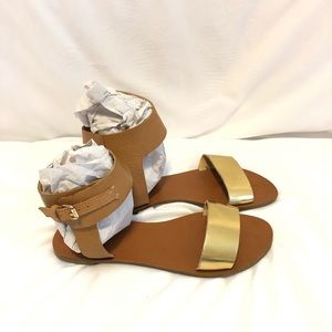 Joe Fresh Leather Sandals with Gold Detail